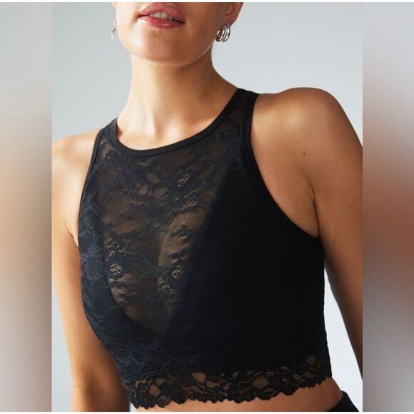 Savage X Fenty Other - Savage x Fenty Lace Race High-Neck Sports Bra Size Small Black Flattering